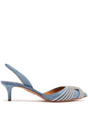 Полуотворени обувки с отворена пета Aquazzura синьо