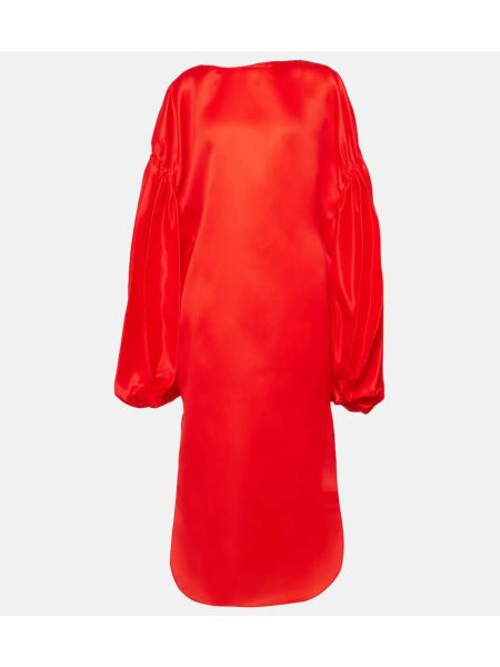 Svilena dolga obleka Khaite rdeča