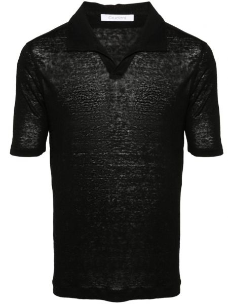 Lininis polo marškinėliai Cruciani juoda