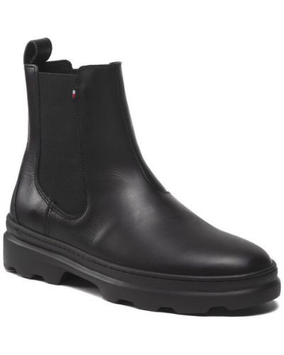 Chelsea boots en cuir en cuir Tommy Hilfiger noir
