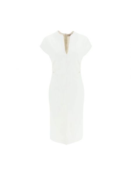 Biała jedwabna sukienka midi Agnona