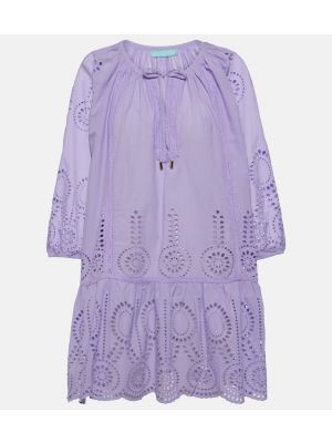 Medvilninis siuvinėtas suknele Melissa Odabash violetinė
