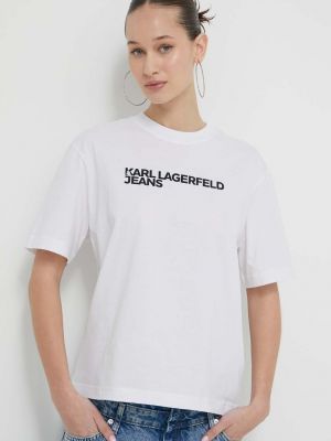 Koszulka bawełniana Karl Lagerfeld Jeans biała