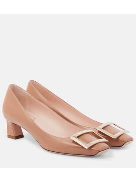 Patent læder læder pumps Roger Vivier beige