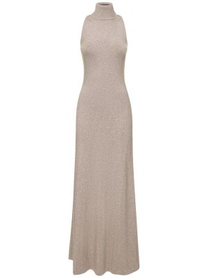 Sukienka długa bez rękawów z dżerseju Ralph Lauren Collection srebrna
