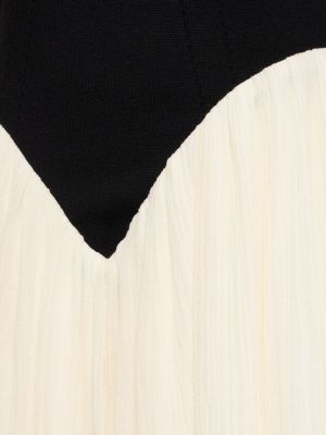 Tylové vlněné midi šaty s dlouhými rukávy Chloé černé