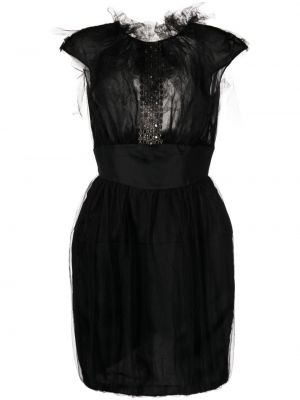 Tylové hedvábné šaty Valentino Garavani Pre-owned černé