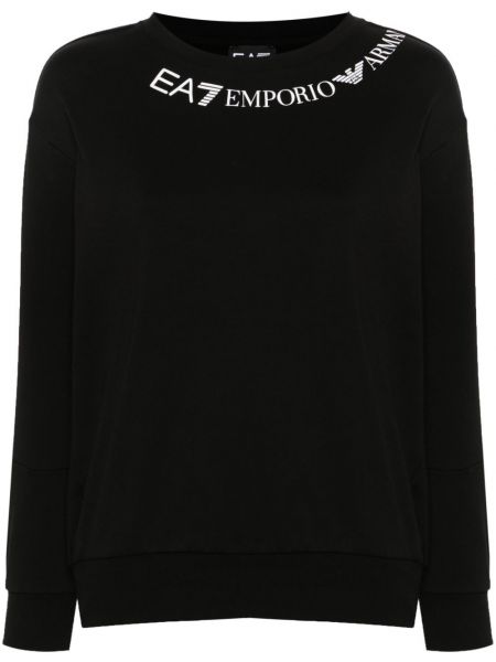 Raštuotas medvilninis džemperis Ea7 Emporio Armani juoda