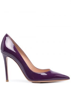 Pantofi cu toc din piele Gianvito Rossi violet