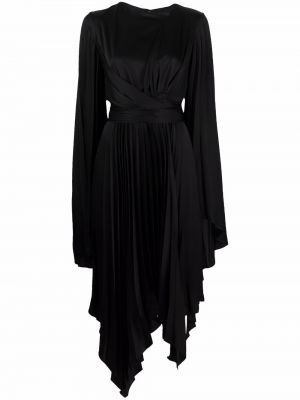 Vestido de noche asimétrico plisado A.w.a.k.e. Mode negro