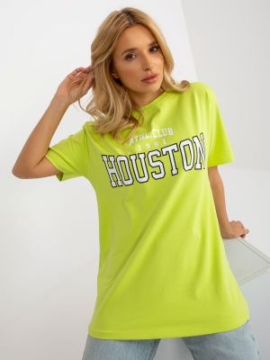 Relaxed fit marškinėliai su užrašais Fashionhunters žalia