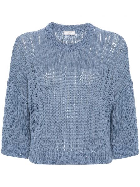 Sweter z cekinami Peserico niebieski