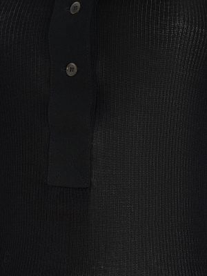 Vestido largo de algodón de tela jersey Ami Paris negro