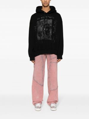 Kokvilnas kapučdžemperis ar apdruku Lanvin melns