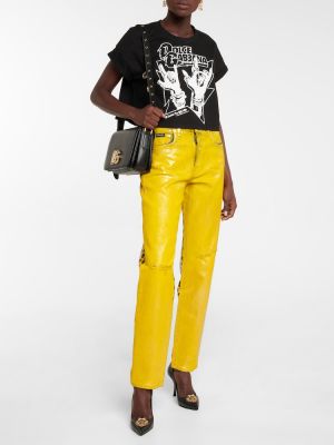 Leopardí straight fit džíny s potiskem Dolce&gabbana žluté