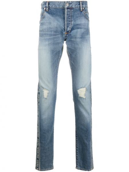 Jeans skinny slim fit a righe Balmain blu
