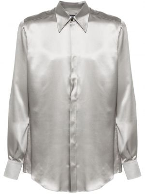 Копринена сатенена риза Dolce & Gabbana сиво