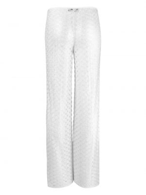 Pletené kalhoty se síťovinou Missoni stříbrné
