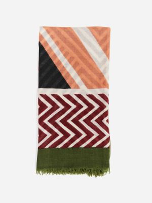 Шерстяной шарф с принтом с геометрическим узором Abbacino бордовый