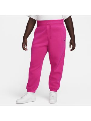 Spodnie sportowe z wysoką talią polarowe oversize Nike różowe