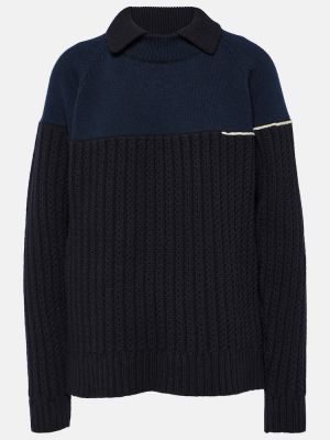 Вълнен пуловер Victoria Beckham синьо