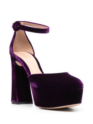 Sandalai velvetinės su platforma Gianvito Rossi violetinė