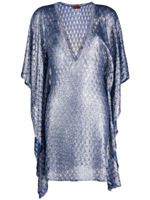Srajčna obleka z draperijo Missoni modra