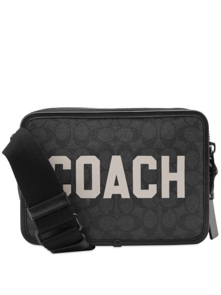 Кожаная сумка через плечо Coach серая