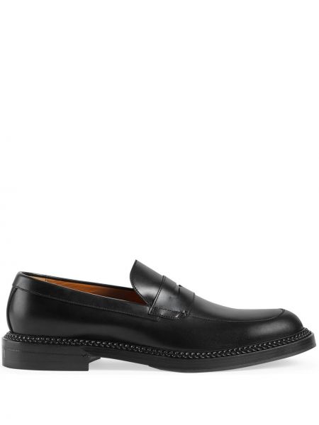 Skinn loafers Gucci svart