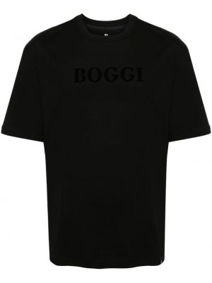 Βαμβακερή μπλούζα Boggi Milano μαύρο