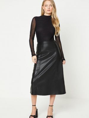 Кожаная юбка из искусственной кожи Oasis черная