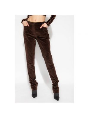 Pantalones rectos de cintura baja de pana Dolce & Gabbana marrón