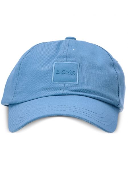 Bombažna kapa s šiltom Boss modra