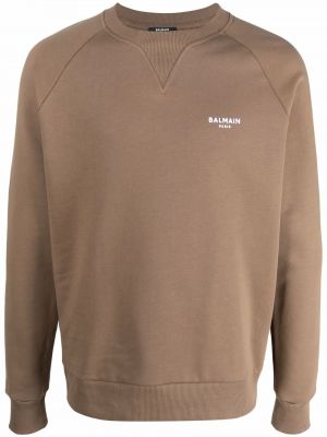 Trykt bomull sweatshirt Balmain brun