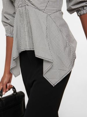 Bombažna bluza s karirastim vzorcem Proenza Schouler bela