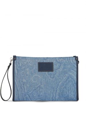 Чанта тип „портмоне“ с принт с пейсли десен Etro синьо