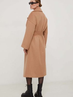 Oversized vlněný kabát Answear Lab hnědý