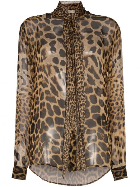Blusa leopardo Saint Laurent marrón