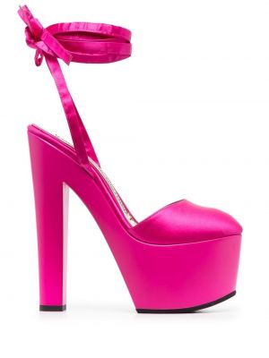 Satenske sandale s platformom Alexandre Vauthier ružičasta