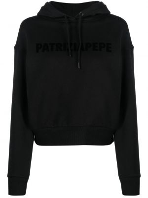 Medvilninis džemperis su gobtuvu Patrizia Pepe juoda