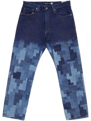 Straight jeans mit print Marcelo Burlon County Of Milan blau