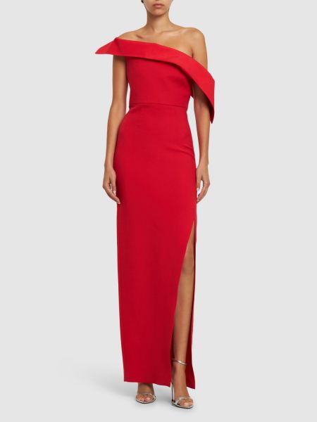 Vestido largo de lana de seda asimétrico Roland Mouret rojo