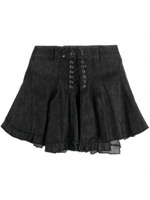 Nėriniuotas džinsinis sijonas su raišteliais Ludovic De Saint Sernin juoda