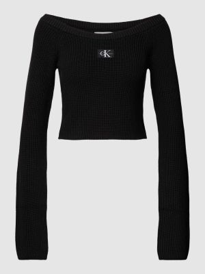 Sweter bawełniany z długim rękawem Calvin Klein Jeans czarny