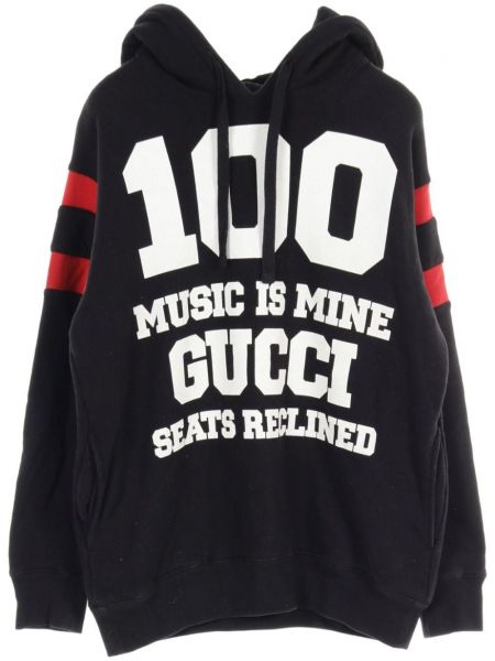 Kapučdžemperis ar apdruku Gucci Pre-owned melns