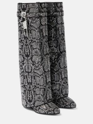 Cizme de cauciuc cu model piele de șarpe Givenchy gri