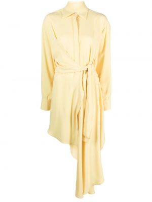 Ασύμμετρη φόρεμα σε στυλ πουκάμισο ντραπέ Viktor & Rolf κίτρινο
