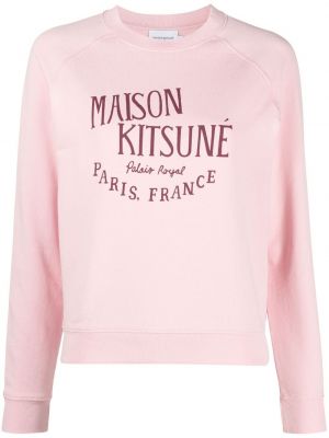 Hanorac din bumbac cu imagine Maison Kitsune roz