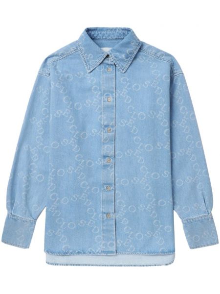 Rifľová košeľa s potlačou Closed modrá