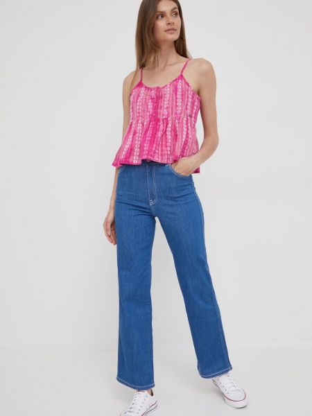 Bluzka bawełniana Pepe Jeans różowa